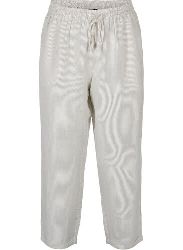Cropped bukser med striber, White Stripe, Packshot image number 0