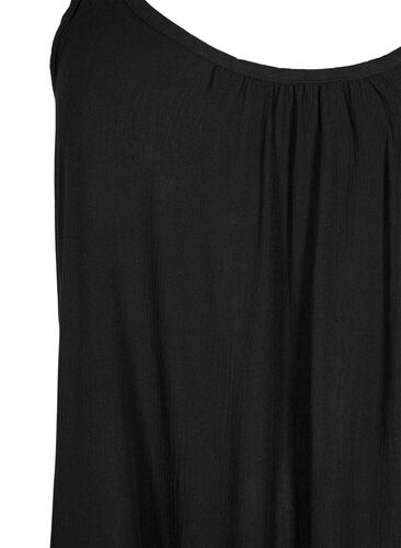 Ensfarvet strop kjole i viskose, Black, Packshot image number 2