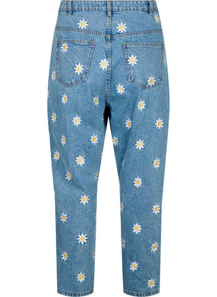 Croppede Mille jeans med broderede blomster, Light Blue Flower, Packshot image number 1