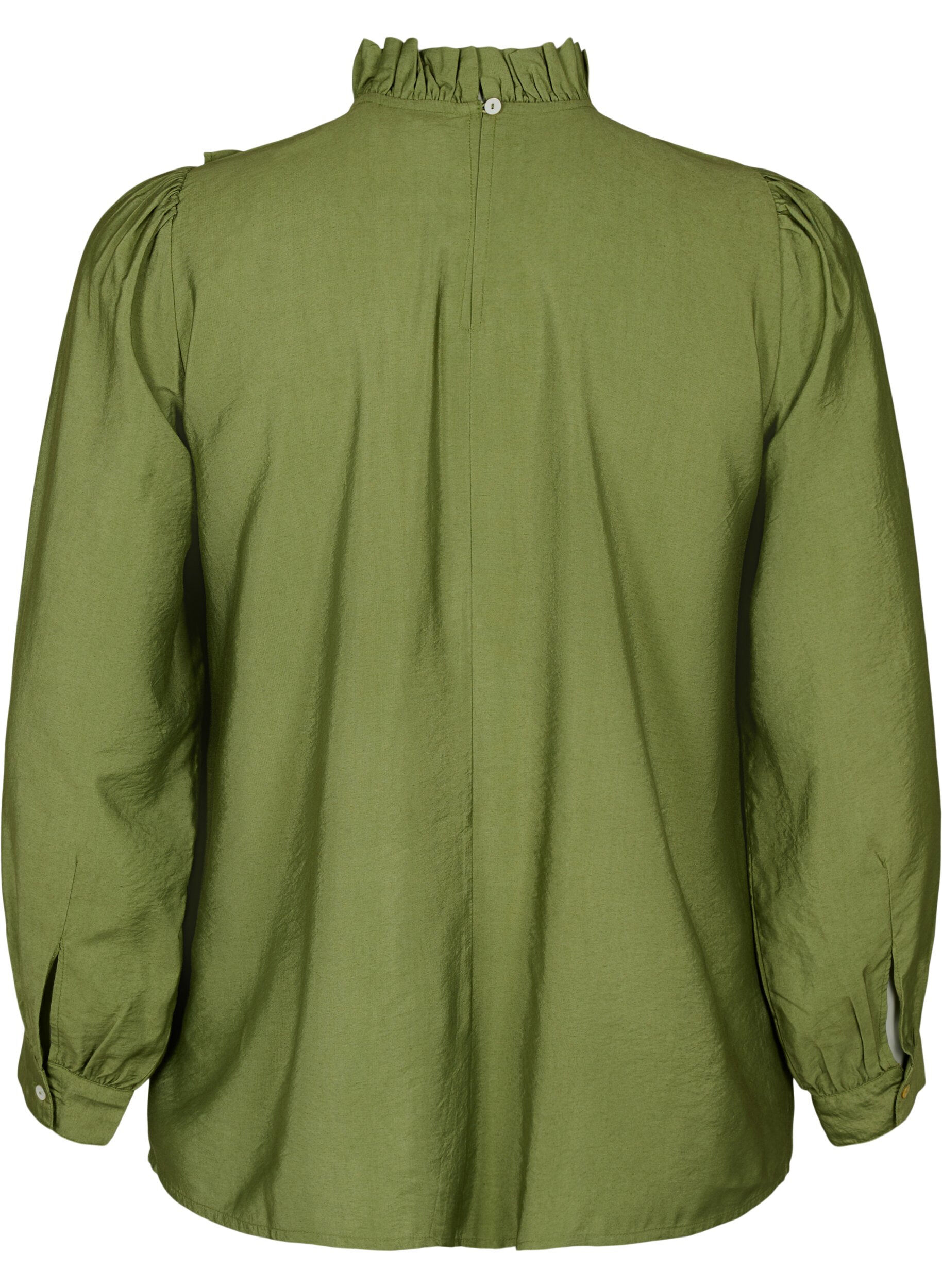 Zizzi Viskosebluse med fl&aelig;ser, Loden Green, Packshot image number 1