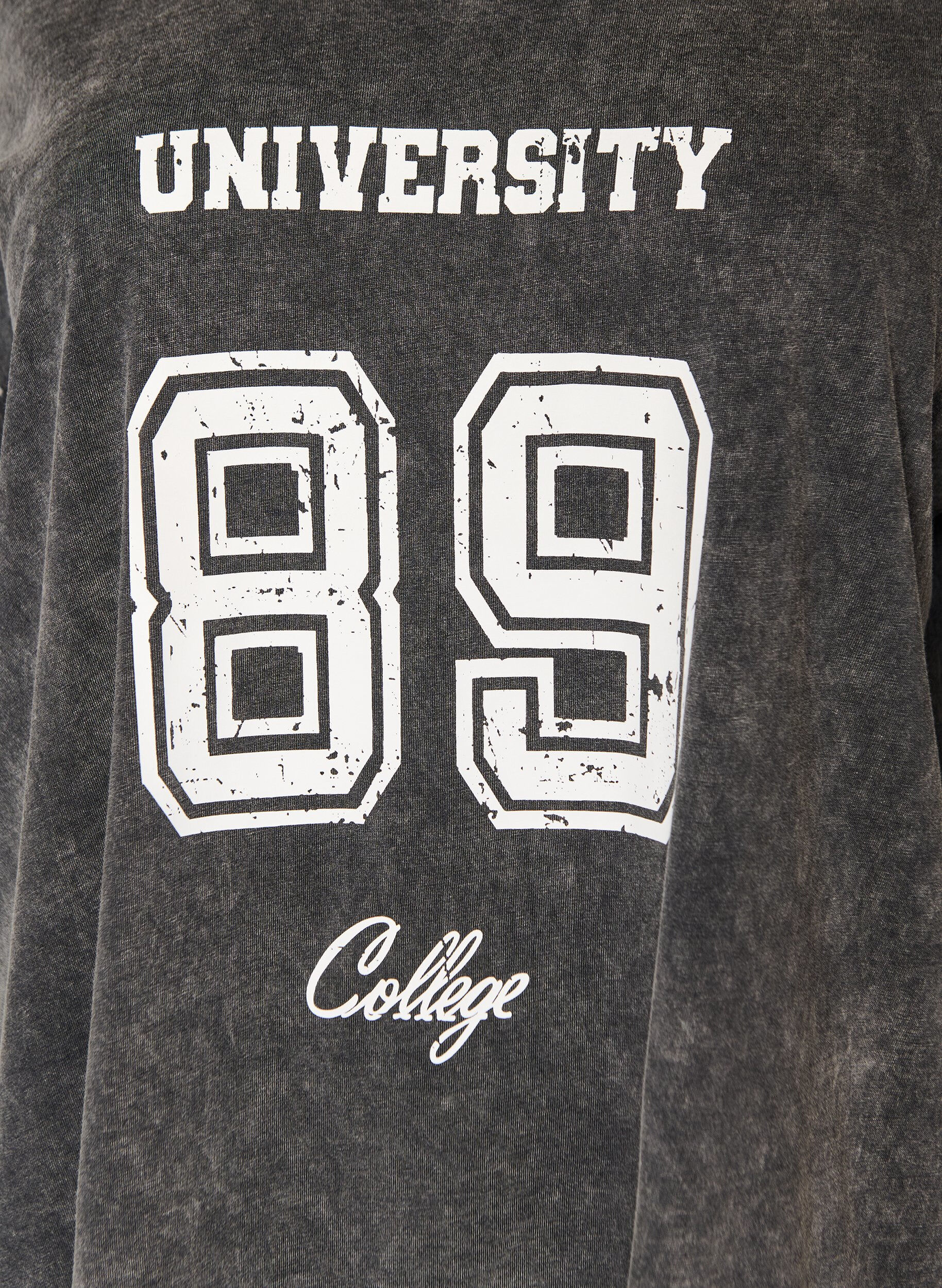 ZizziOversize T-shirt i &oslash;kologisk bomuld med college print, Sort, Packshot image number 2