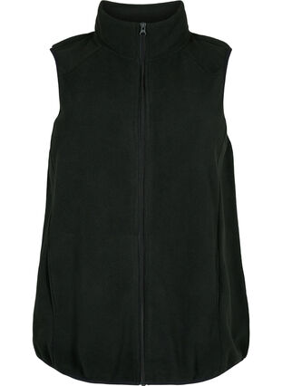 Fleece vest med lommer, Black, Packshot image number 0