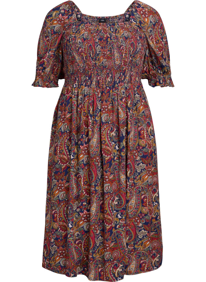 Sommerkjole i viskose med paisleyprint, Bl&aring;, Packshot image number 0