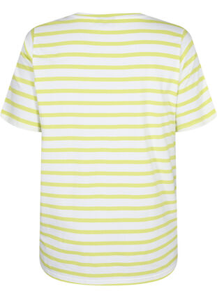 Stribet t-shirt i økologisk bomuld, Wild Lime Stripes, Packshot image number 1