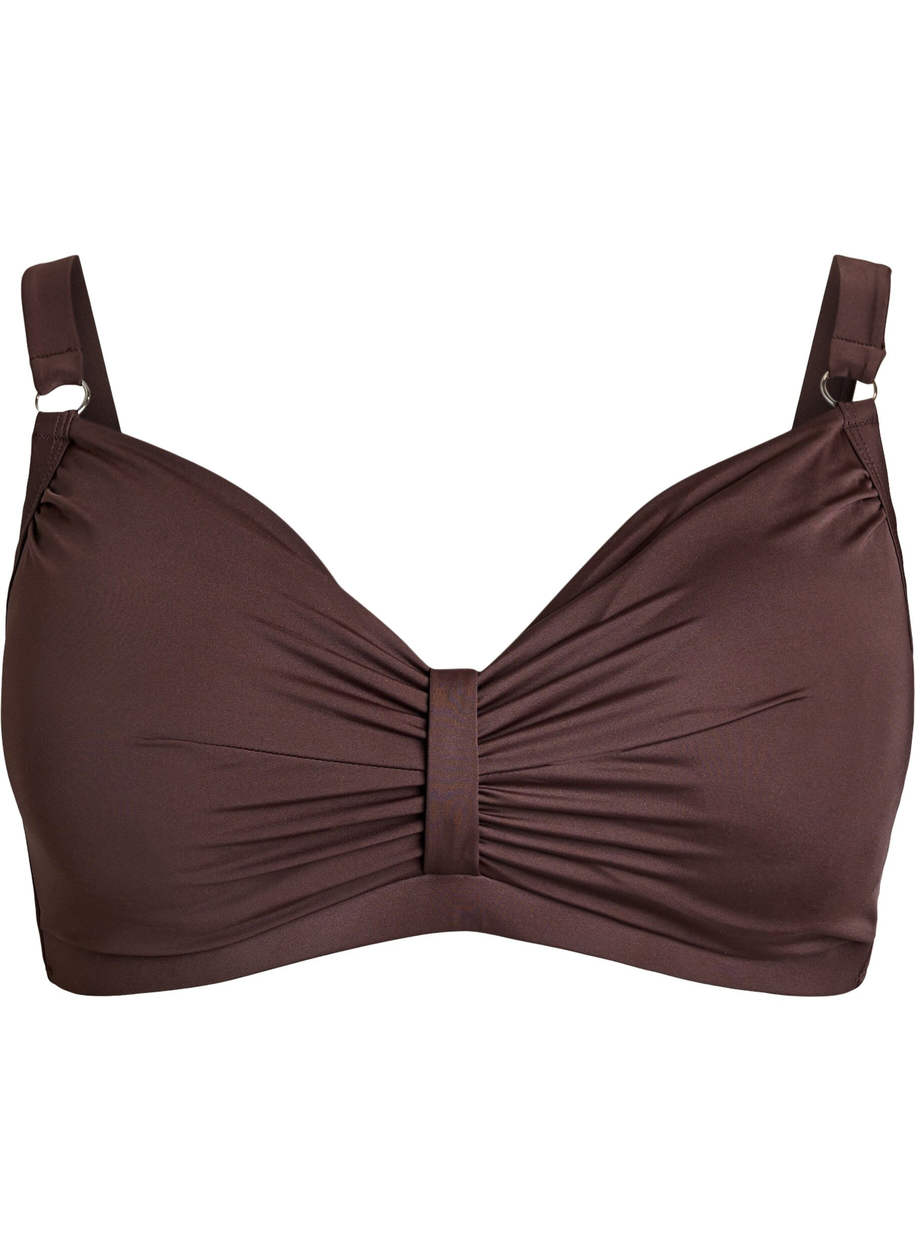 Zizzi Bikini b&oslash;jle bh med draperinger, Brun, Packshot image number 0