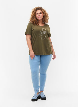 T-shirt med glimmer print i bomuld, Ivy G. Shimmer Face, Model image number 2