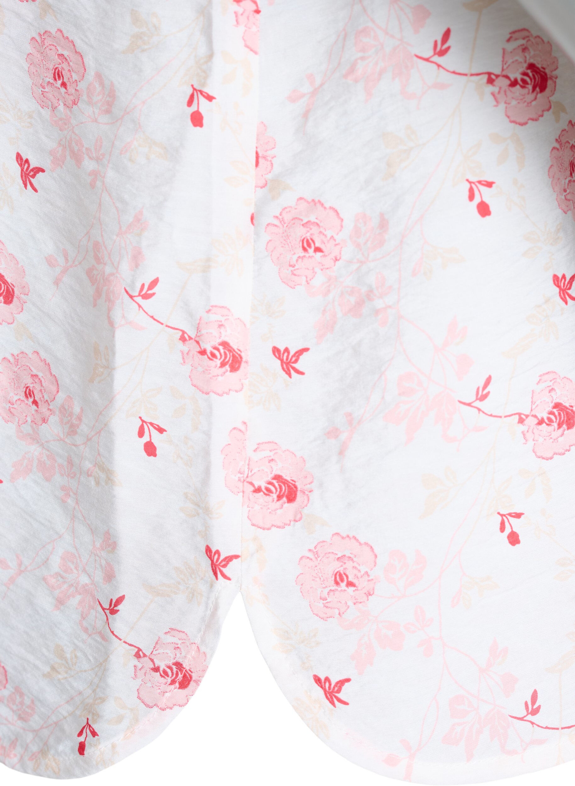Zizzi Kort&aelig;rmet skjortebluse med blomsterprint, Lyser&oslash;d, Packshot image number 3