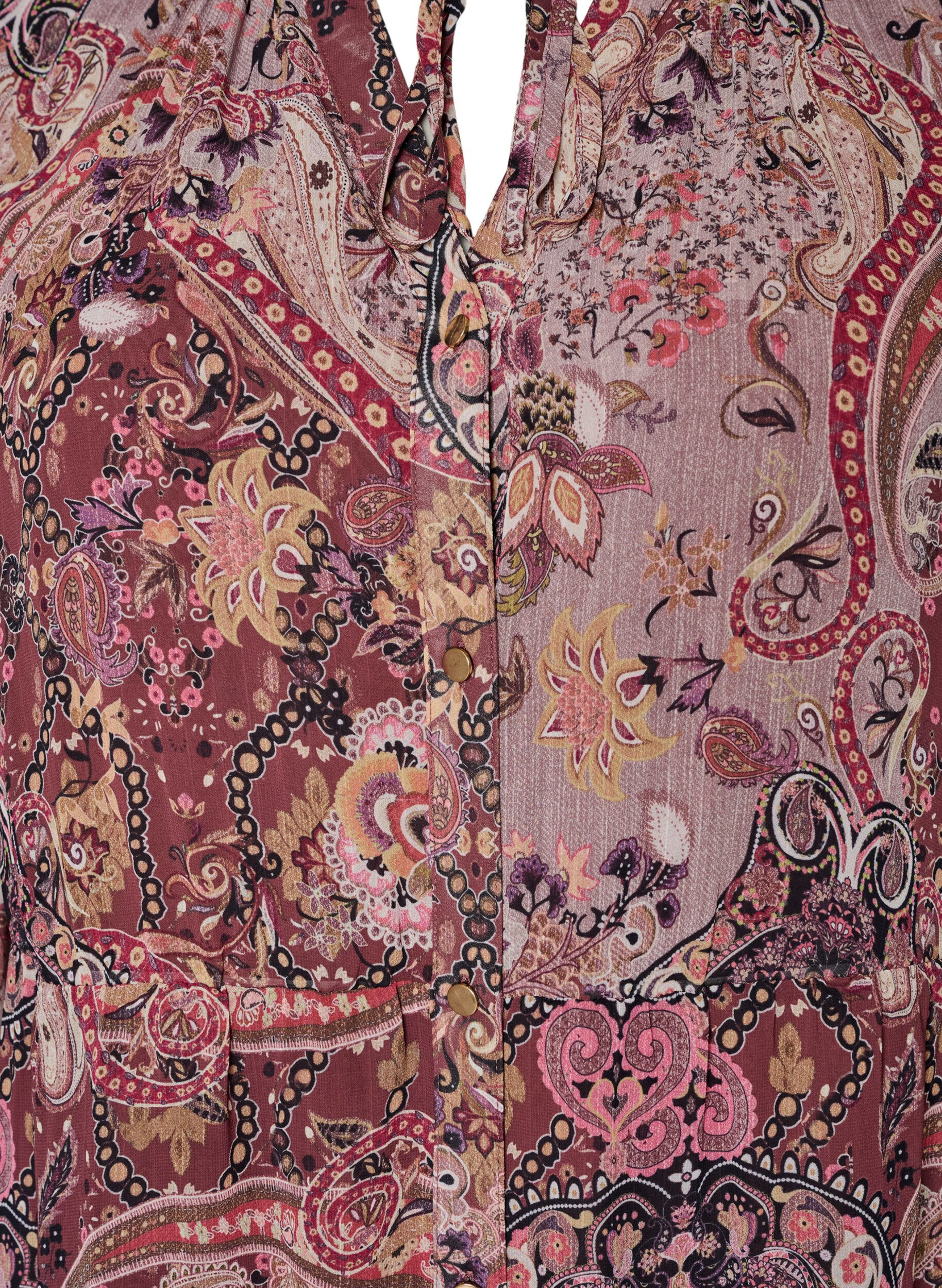 ZizziMidikjole med paisleyprint og elastisk talje, Lilla, Packshot image number 2