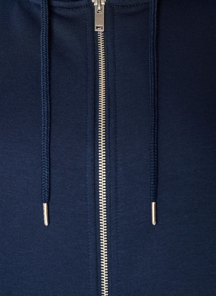 Sweat h&aelig;ttetr&oslash;je med lynl&aring;s og lommer, Bl&aring;, Packshot image number 2