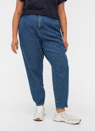 Slouchy fit Saga jeans i bomuld, Blue denim, Model image number 2