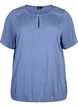 Meleret bluse med korte ærmer, Moonlight Blue Mel., Packshot image number 0