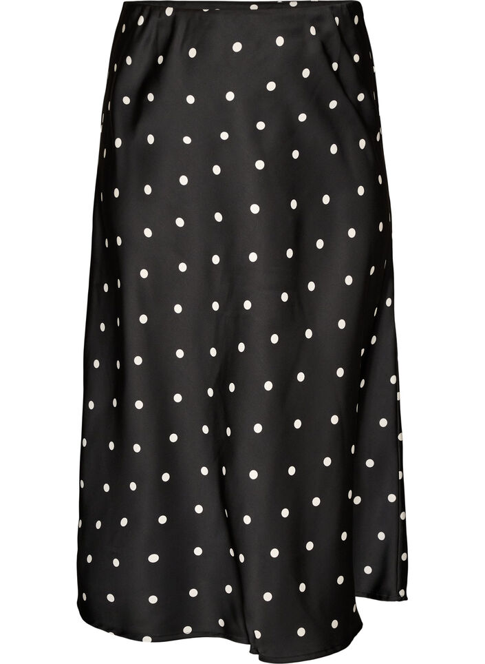 Satin midi-nederdel, Sort, Packshot image number 0