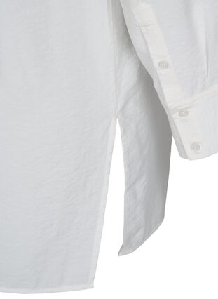 Lang viskose skjorte med lommer og slids, White, Packshot image number 3