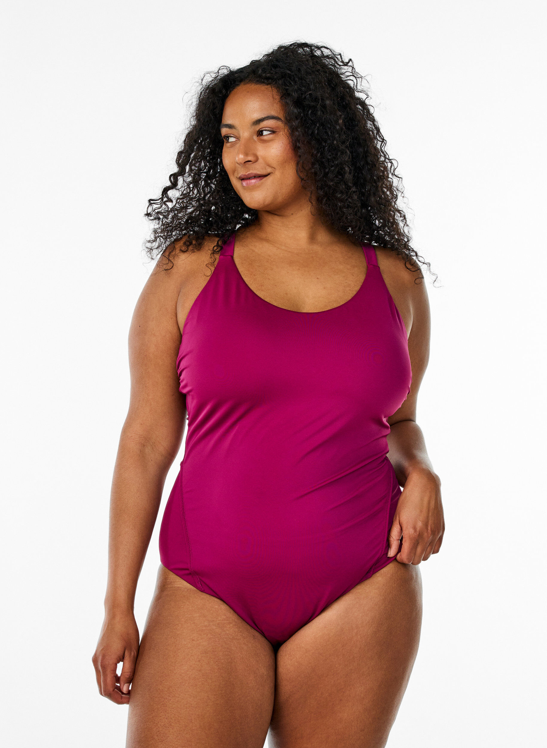 Zizzi Badedragt med rygdetalje, R&oslash;d, Model image number 0