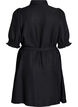 Knælang skjortekjole med bindebælte, Sort, Packshot image number 1