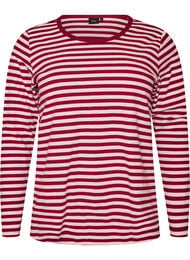 Stribet bluse med lange &aelig;rmer, Lyser&oslash;d