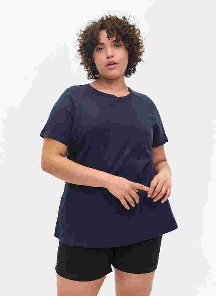 2-pak kortærmet t-shirt i bomuld, Navy B/Reseda, Model