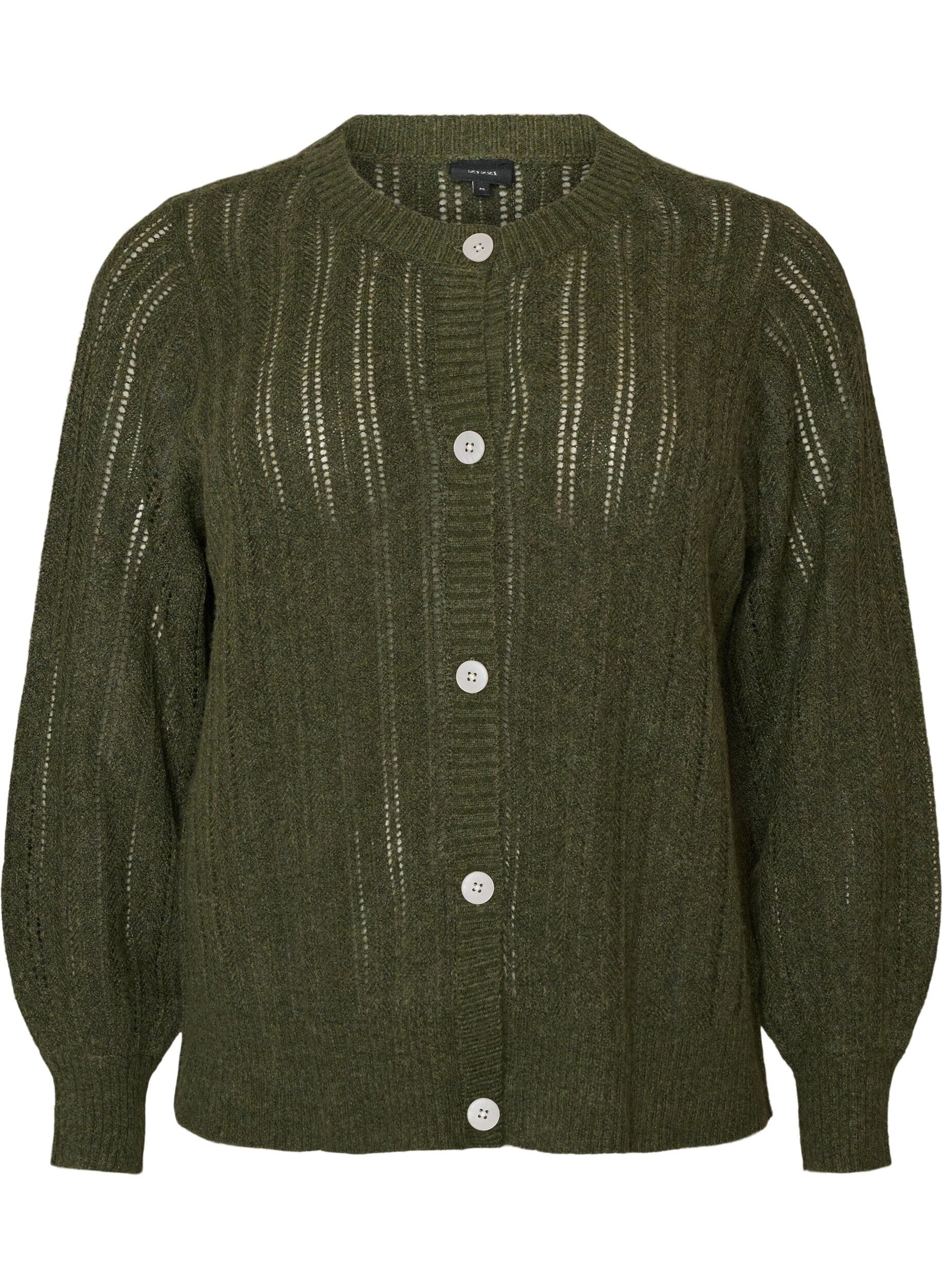 Strikket cardigan med hulm&oslash;nster