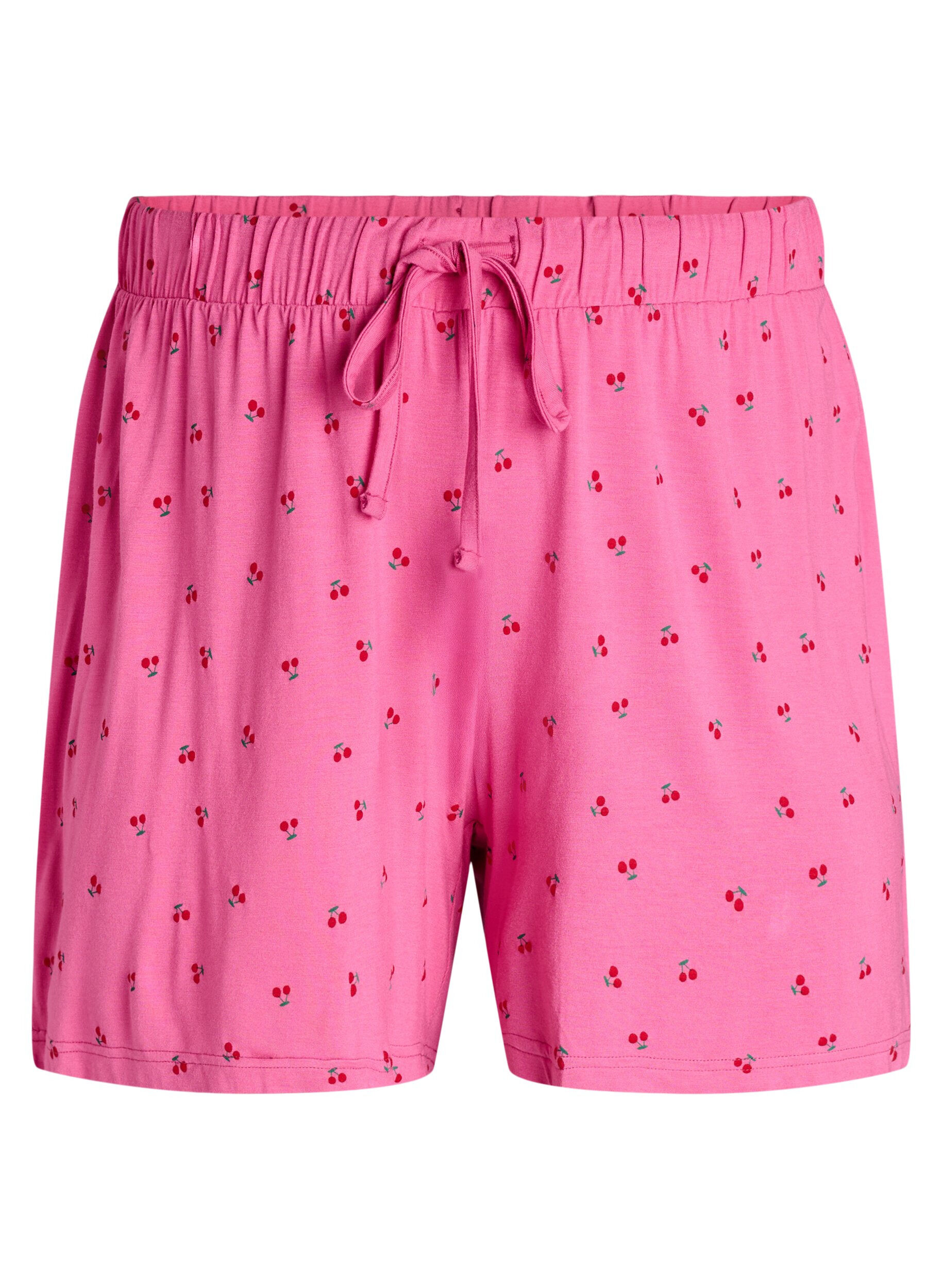 Zizzi Natshorts i viskosejersey med all-over print, Lyser&oslash;d, Packshot image number 0