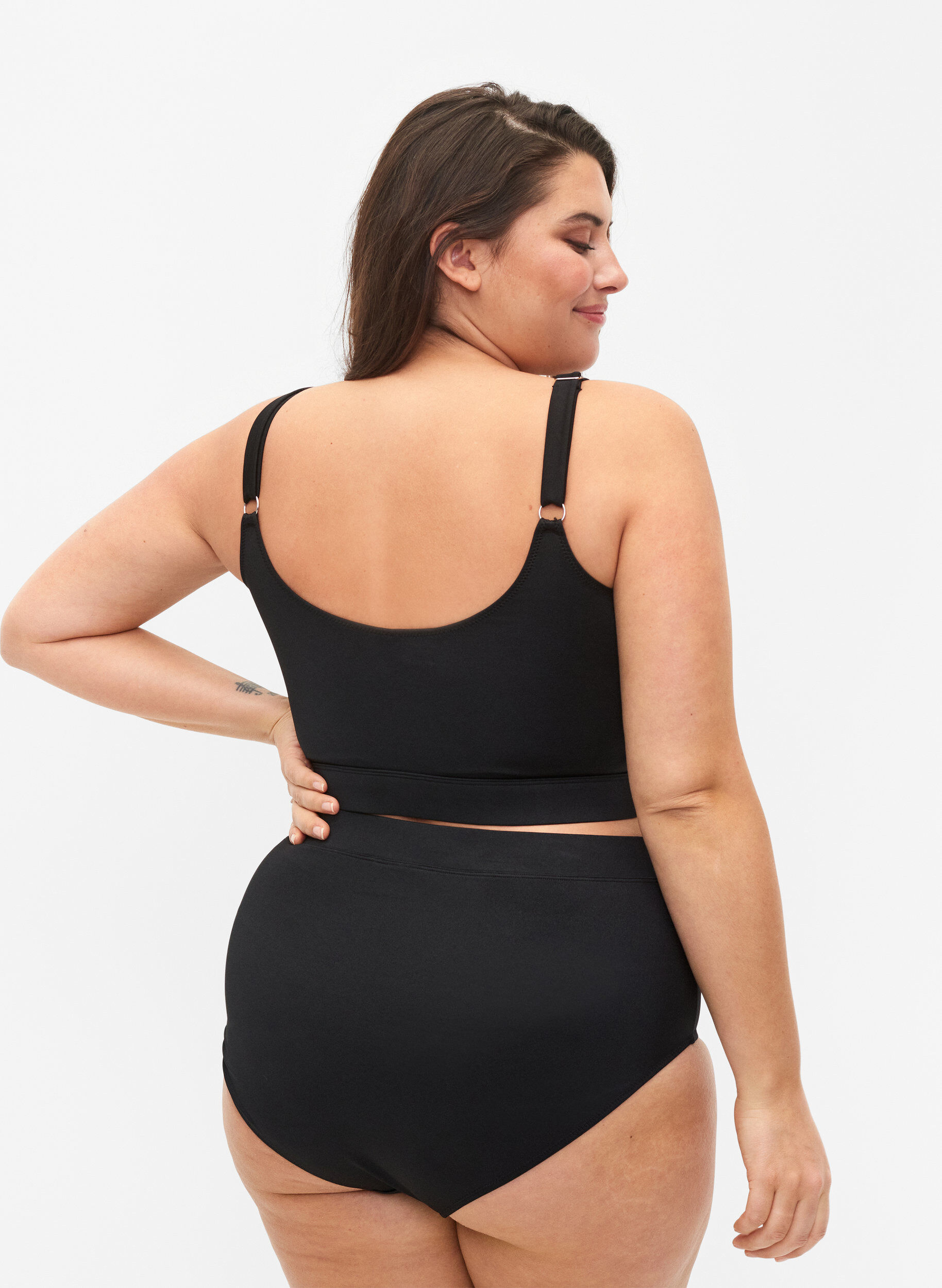 Zizzi Ensfarvet bikini trusse med h&oslash;j talje, Black, Model image number 1
