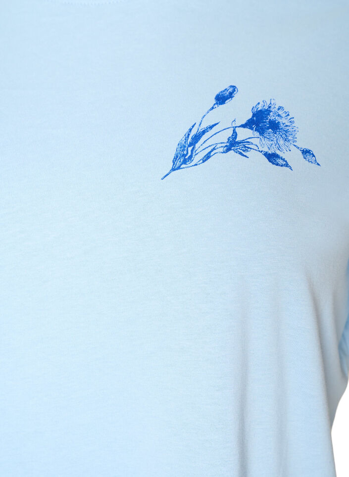 T-shirt i bomuld med print, Bl&aring;, Packshot image number 2
