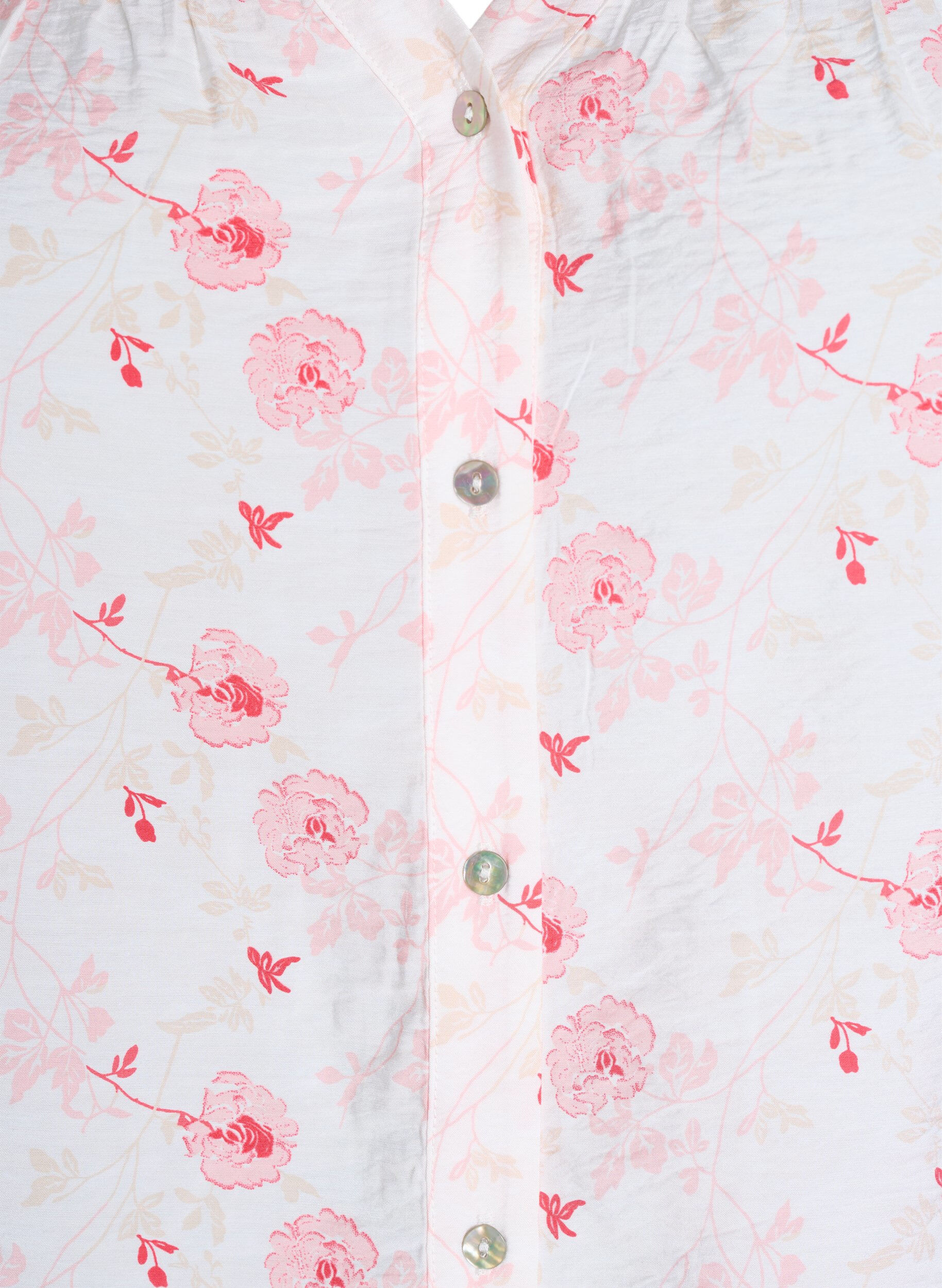Zizzi Kort&aelig;rmet skjortebluse med blomsterprint, Lyser&oslash;d, Packshot image number 2