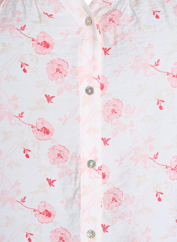 Kortærmet skjortebluse med blomsterprint, Lyserød, Packshot image number 2