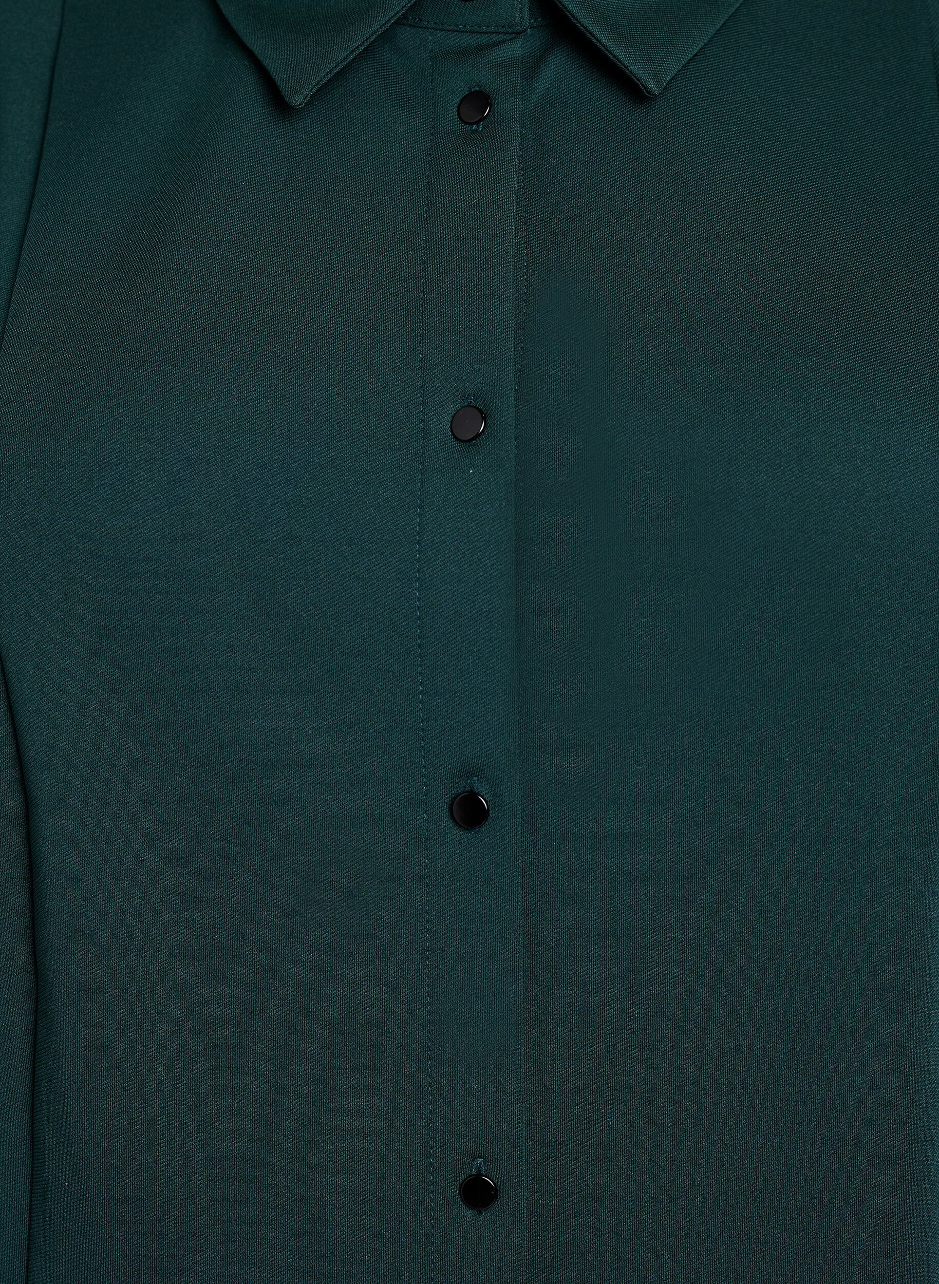 Zizzi Kort skjortekjole med 3/4 &aelig;rmer, Gr&oslash;n, Packshot image number 2