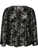 Meshbluse med blomsterm&oslash;nster og &aring;ben front, Sort, Packshot image number 0