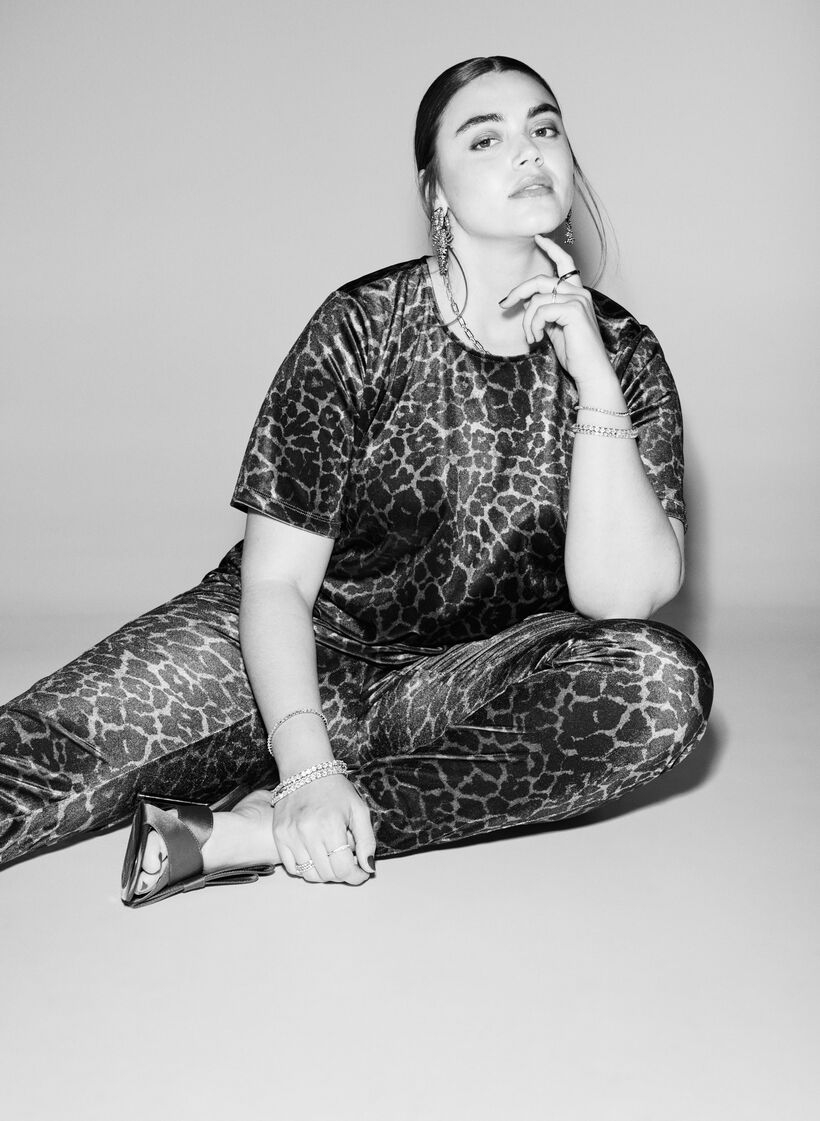 Velourtop med korte ærmer, Brun, Image