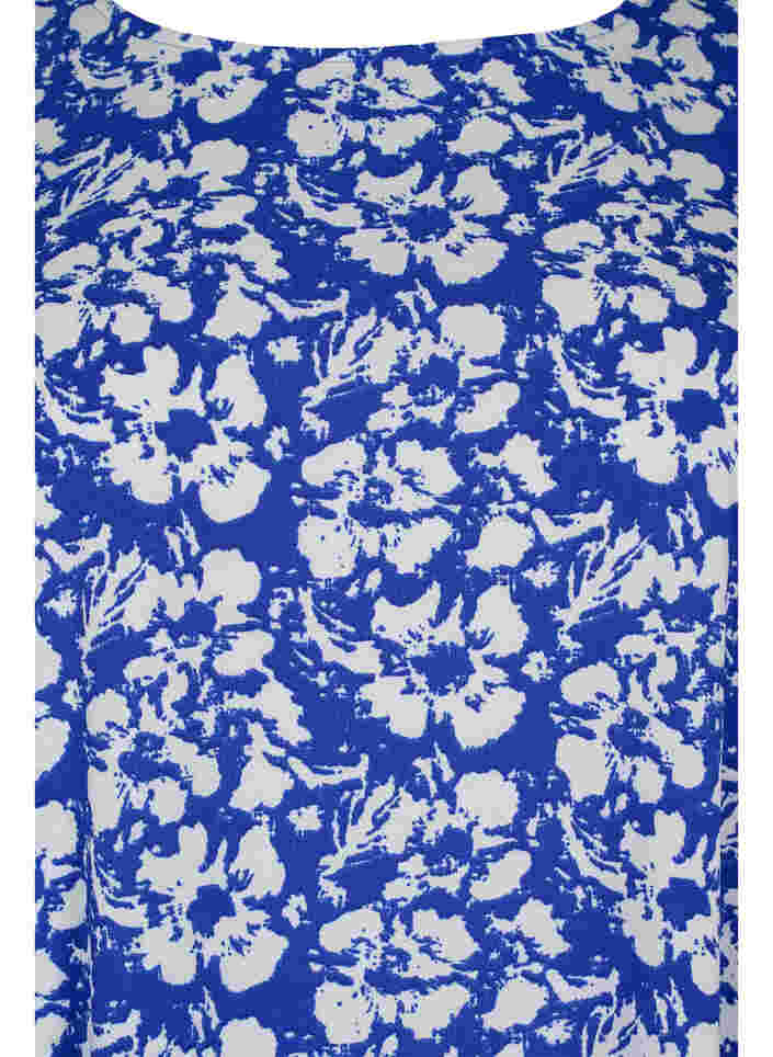 Printet kjole med 3/4 ærmer, Blue White Flower, Packshot image number 2