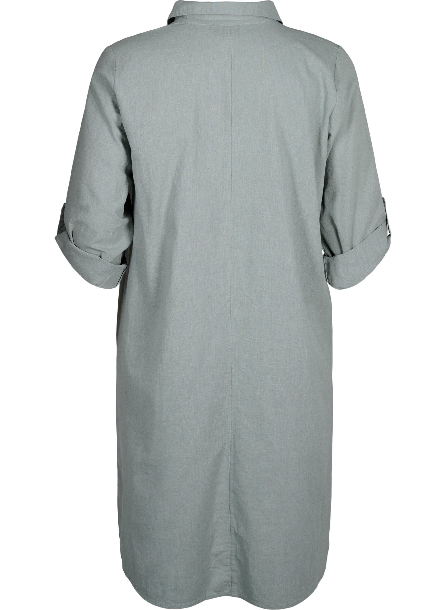 Zizzi V-hals kjole i bomuld og h&oslash;r, Chinois Green, Packshot image number 1