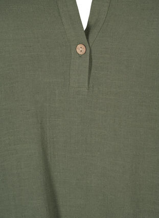 3/4 ærmet tunika i bomuldmix med hør, Thyme, Packshot image number 2