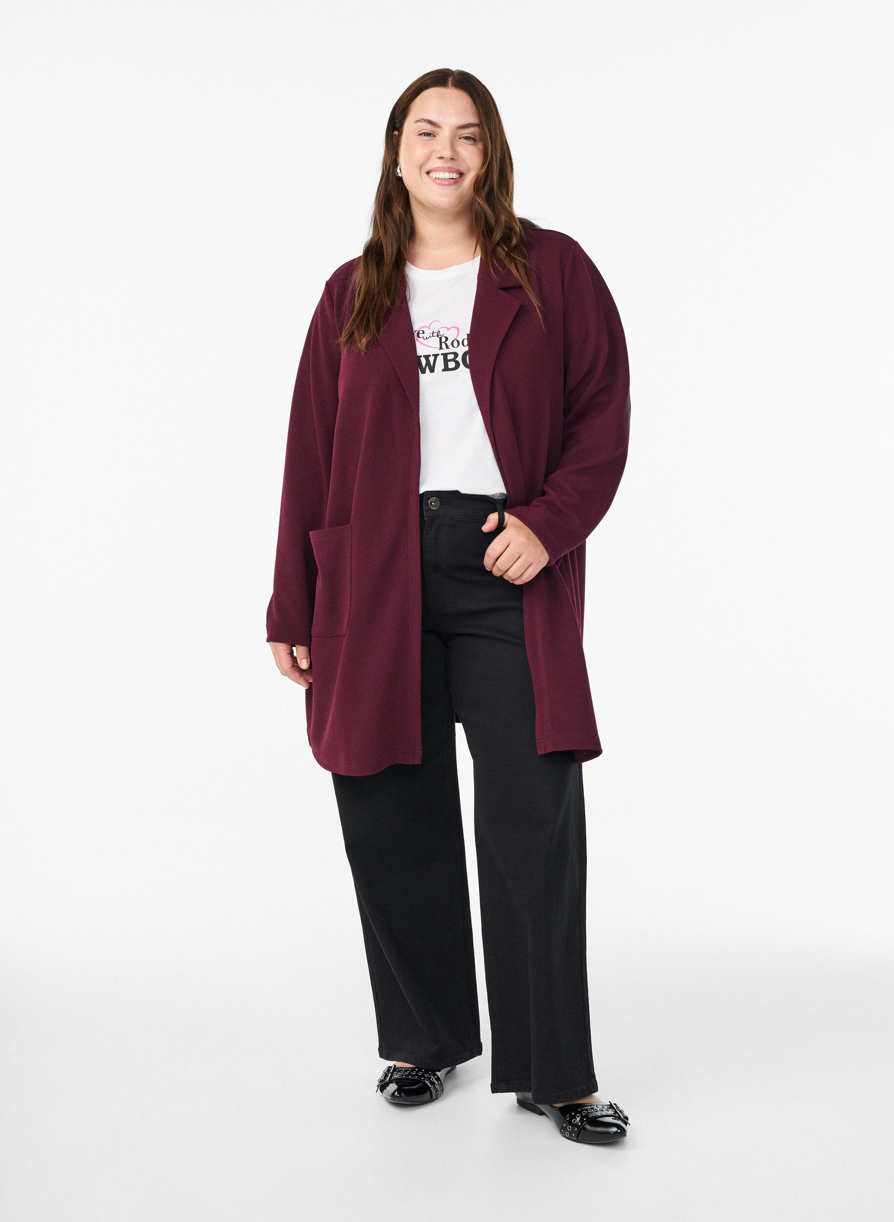 ZizziLang blazer med lommer, R&oslash;d, Model image number 1
