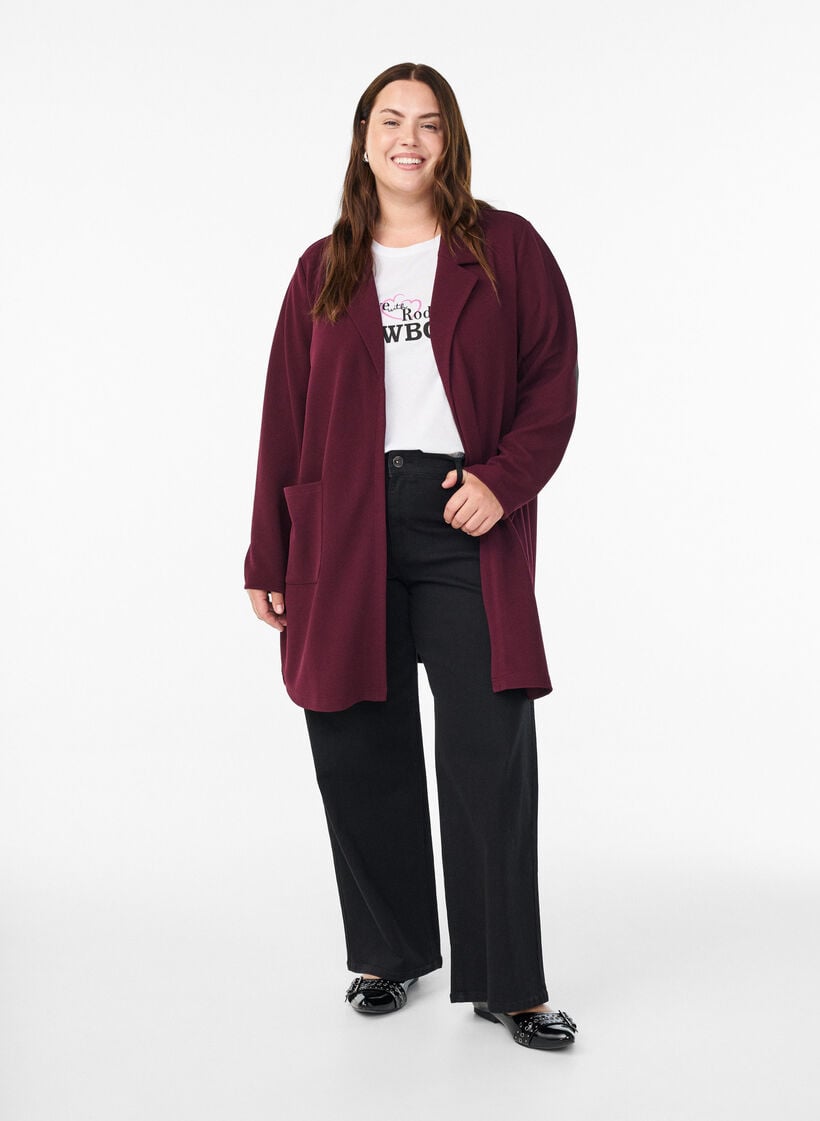 Lang blazer med lommer, R&oslash;d, Model image number 1