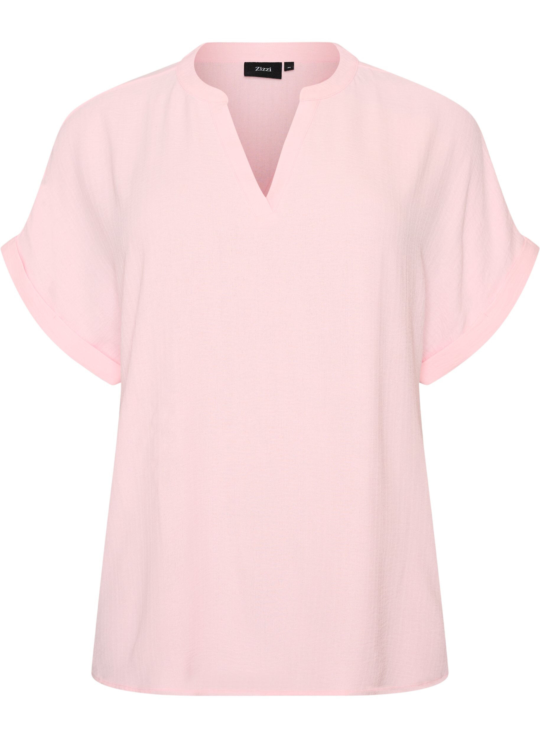 ZizziL&oslash;s bluse med korte &aelig;rmer, Lyser&oslash;d, Packshot image number 0