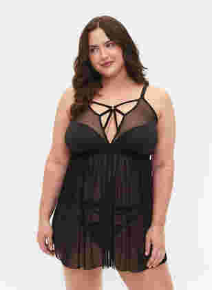 Transparent natkjole med string, Black, Model