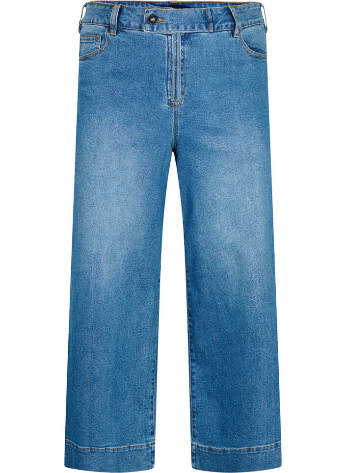 Optimistisk gør ikke vej Cropped jeans med vidde - Blå - Str. 42-60 - Zizzi