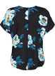 Kortærmet viskose bluse med blomsterprint, Black Big Flower, Packshot image number 1