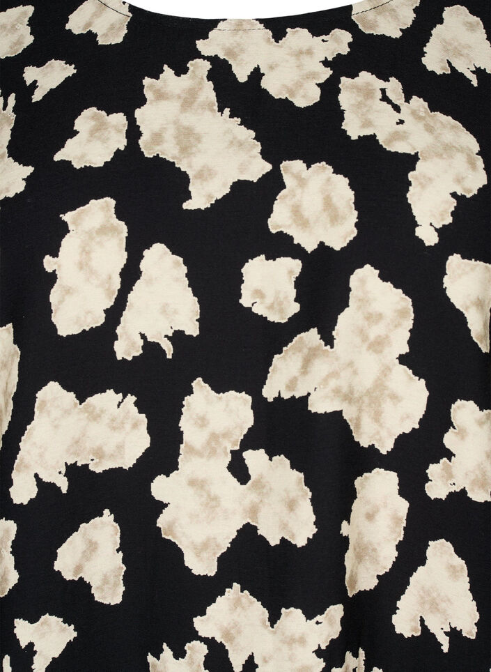 Langærmet kjole med print og sløjfer, Sort, Packshot image number 2