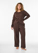 Natbluse i &oslash;kologisk bomuld med hulm&oslash;nster, Brun, Model image number 1