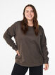 Sweatshirt med rund hals , Brun, Model image number 0