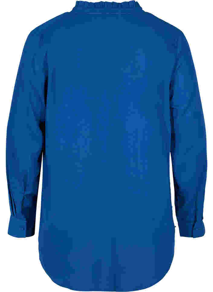 Langærmet skjorte med flæsekrave, Estate Blue, Packshot image number 1