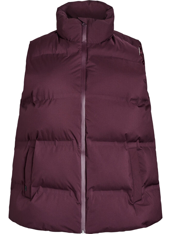 Kort puffervest med h&oslash;j krave, M&oslash;rk Bordeaux, Packshot image number 0