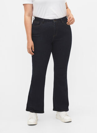 Ellen bootcut jeans med høj talje, Raw Unwash, Model image number 2