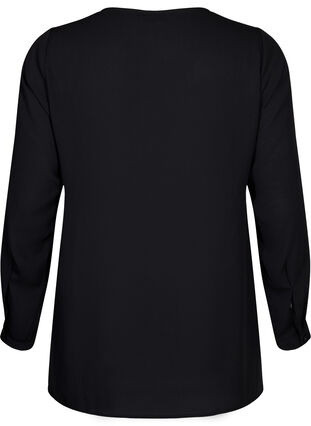 Langærmet skjorte med v-hals, Black, Packshot image number 1