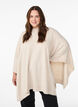 Poncho med ribdetaljer og rund hals, Beige, Model image number 0