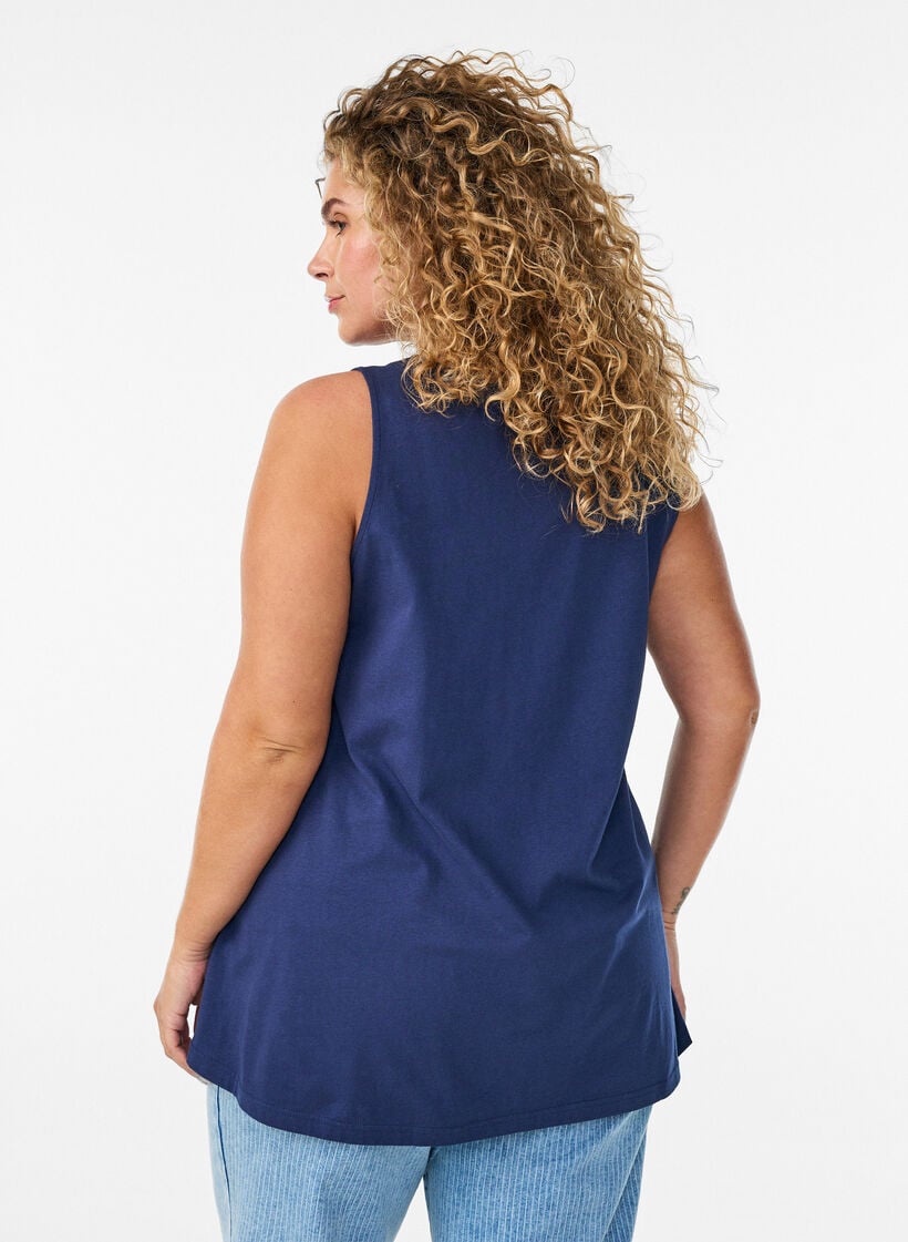 Bomuldstop med a-form, Bl&aring;, Model image number 2