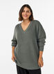 Lang ribstrikket bluse med V-hals, Gr&oslash;n, Model image number 0