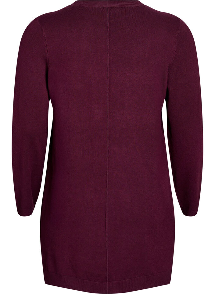 Lang strikcardigan i viskosemix, R&oslash;d, Packshot image number 1